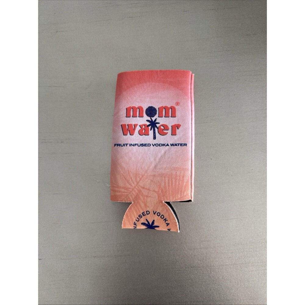 Mom Water Fruit Infused Vodka Water Slim Can Cooler Sleeve Koozie - Peach/Pink